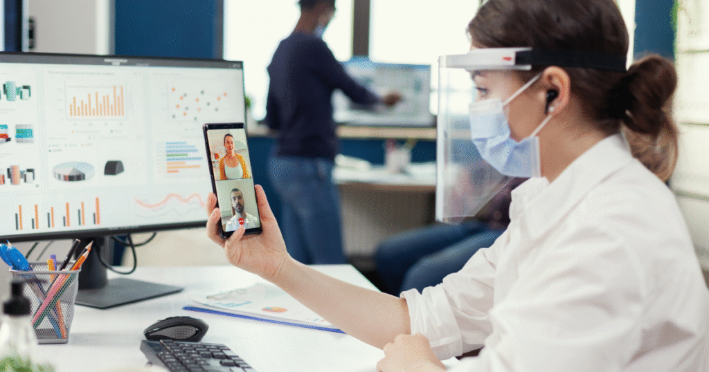 a doctor using a clinic management software