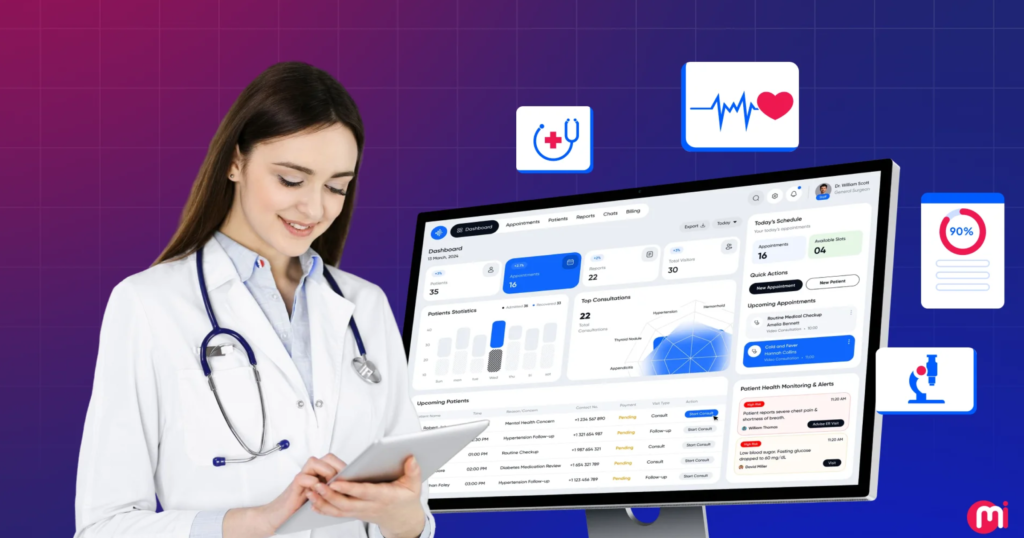 a doctor using a patient management for virtual clinic